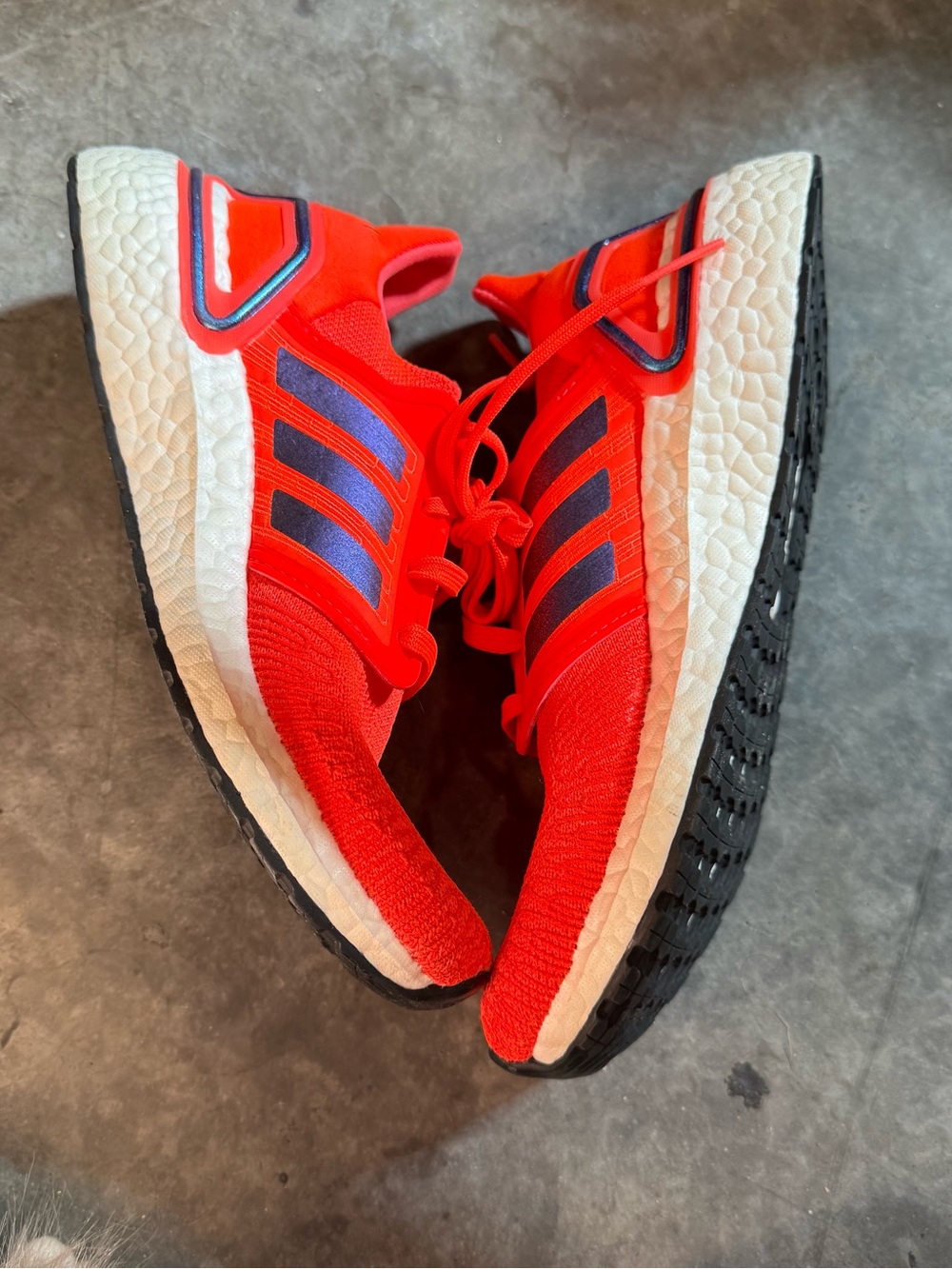 adidas Red Running Sneakers with Blue Stripes